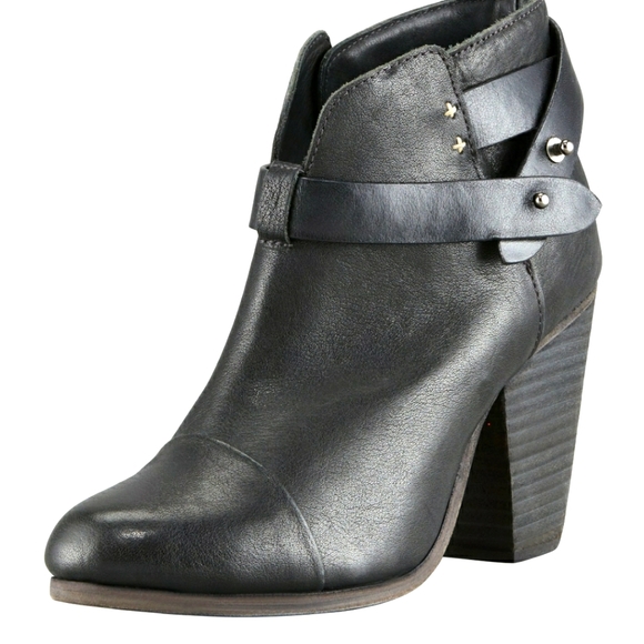 100% Authentic Rag & Bone Harrow booties black leather sz 38.5 - Picture 1 of 13